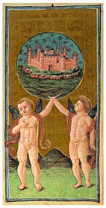 Carta del mundo, en el tarot Visconti-Sforza